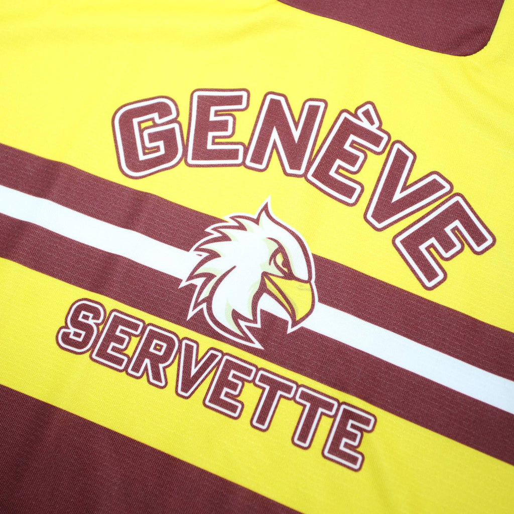 NATIONAL LEAGUE Boys Maroon & Yellow Jersey L Long Sleeve V-Neck Hockey Shirt