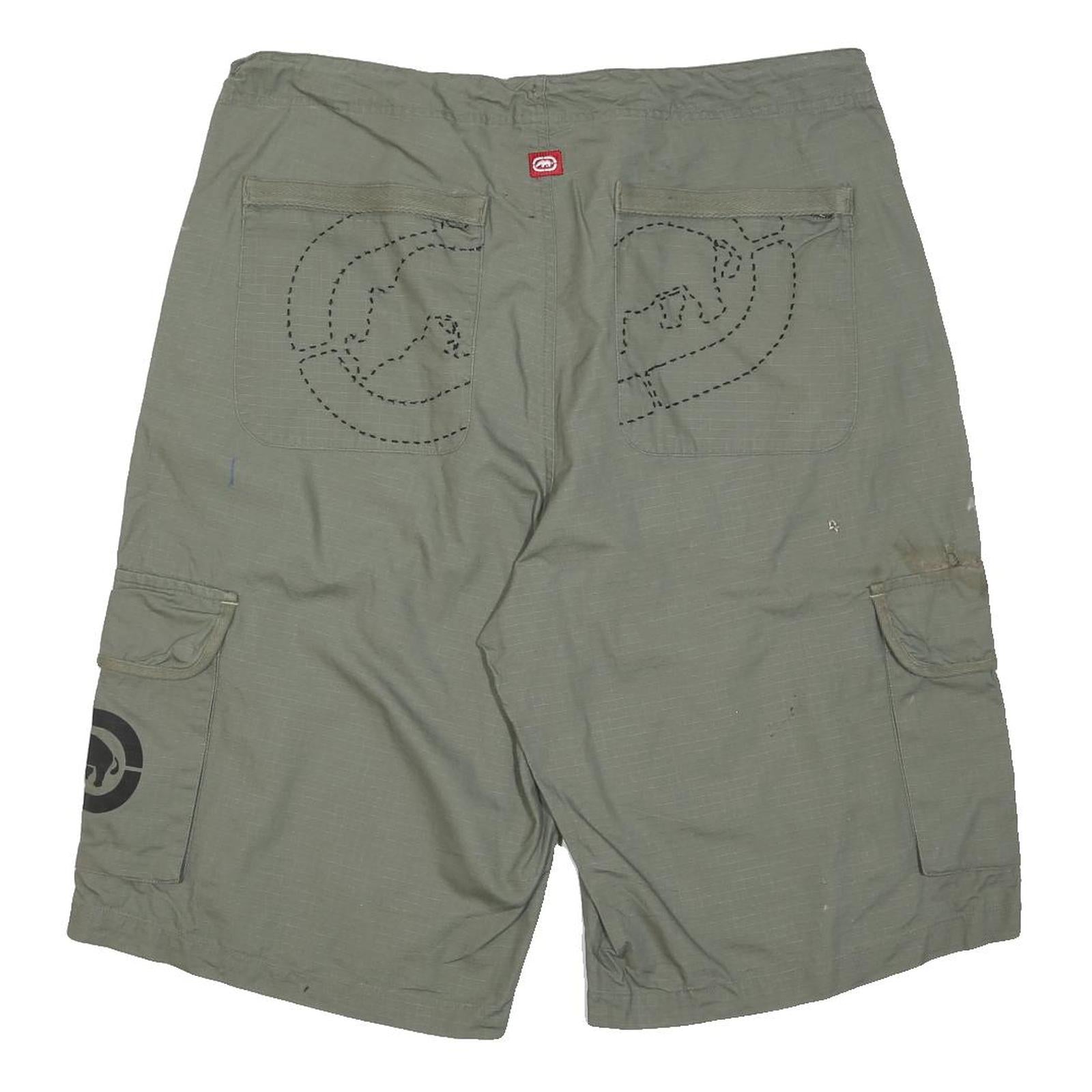 ECKO UNLTD Mens Shorts Green Cargo XL W36 Logo Printed Pockets Casual