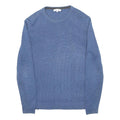 CALVIN KLEIN Mens Blue Plain Cotton Blend Basic Knit Jumper L Casual Comfort