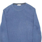 CALVIN KLEIN Mens Blue Plain Cotton Blend Basic Knit Jumper L Casual Comfort