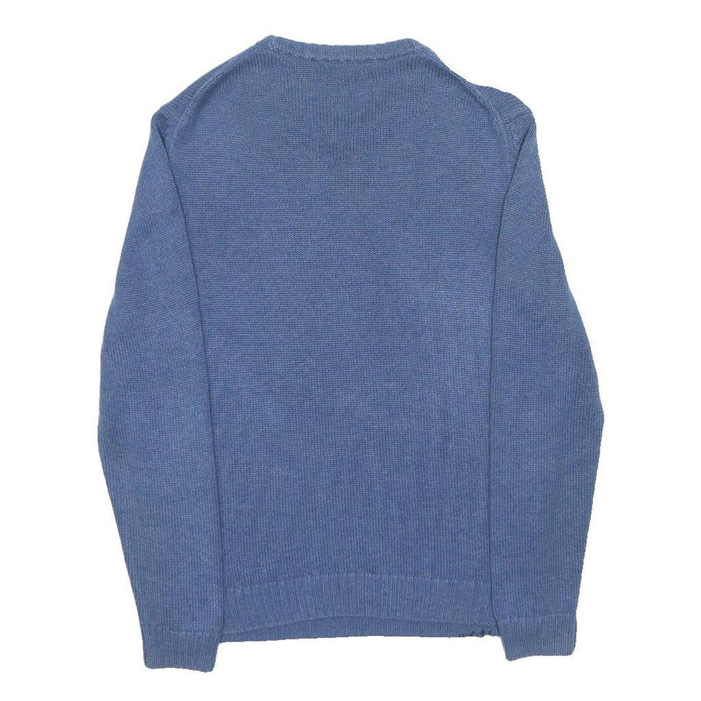 CALVIN KLEIN Mens Blue Plain Cotton Blend Basic Knit Jumper L Casual Comfort