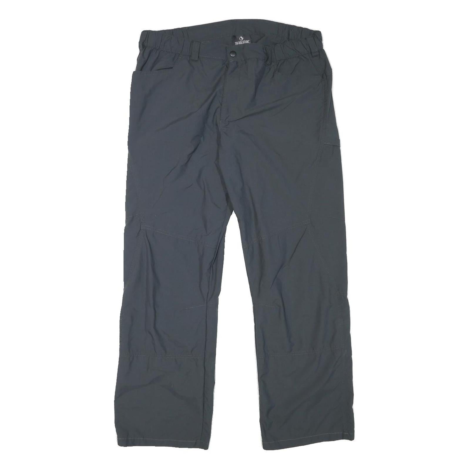 TREVOLUTION Mens Polyester Blend Regular Fit Black Trousers W34 L28 Outdoor