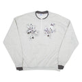 PFI FASHIONS Bird Print Womens Sweatshirt Grey 1/4 Zip L