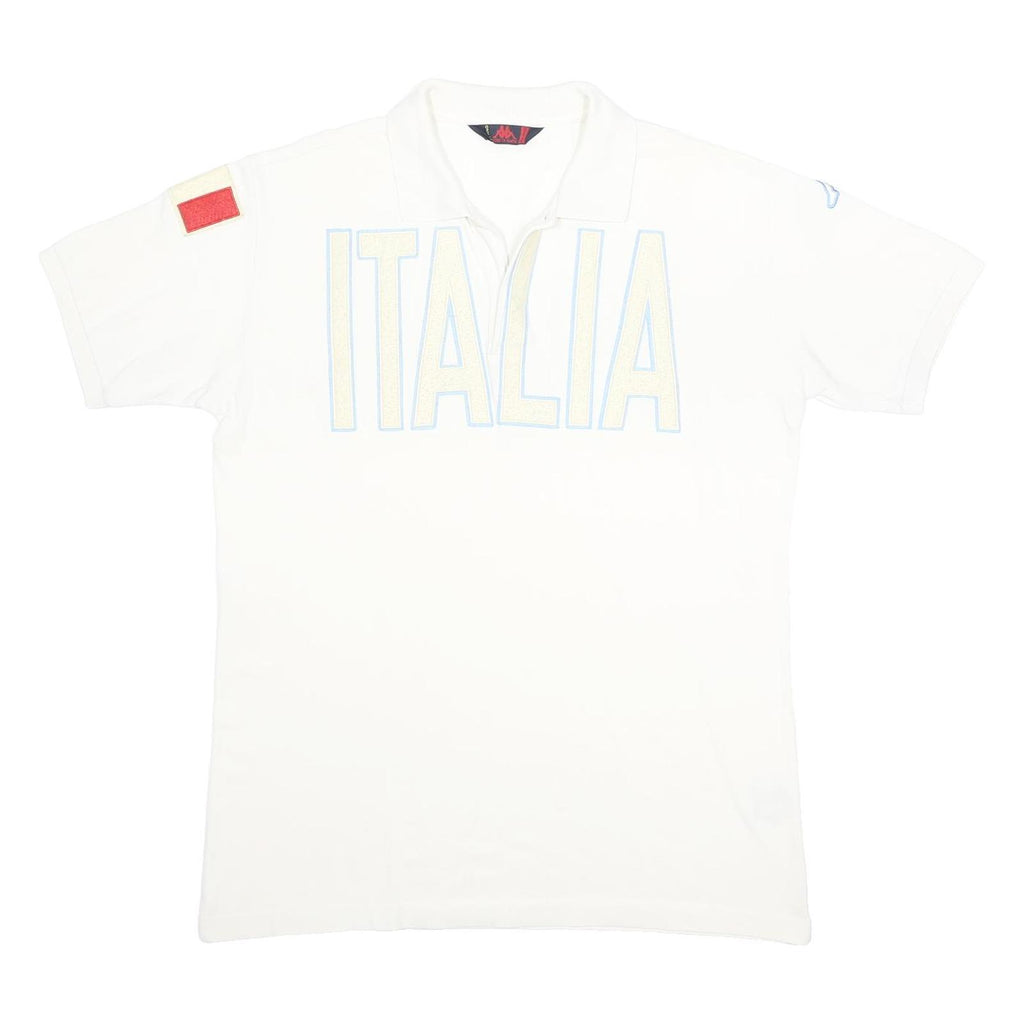 KAPPA Mens White Italia Short Sleeve Cotton Polo Shirt 2XL Italy Flag