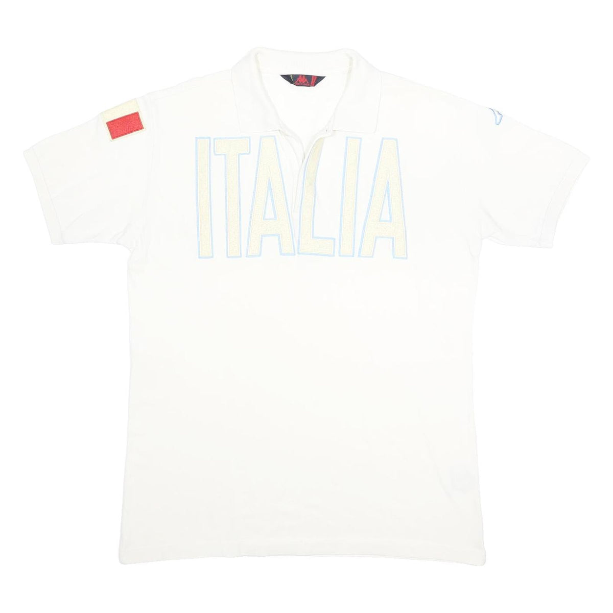 KAPPA Mens White Italia Short Sleeve Cotton Polo Shirt 2XL Italy Flag