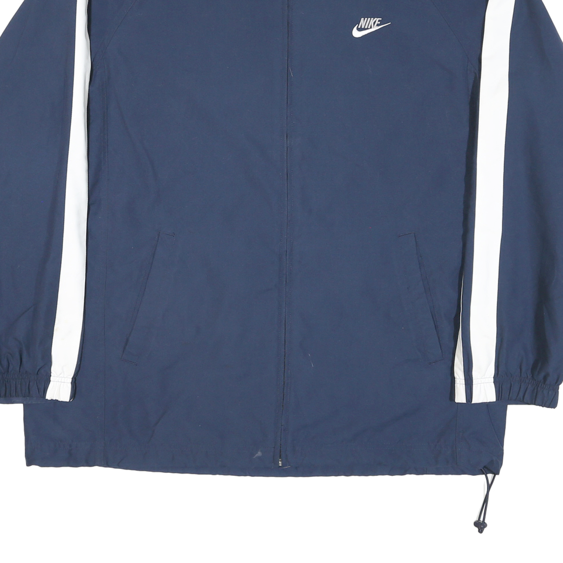 NIKE Mens Blue & White Track Jacket XL Polyester Blend Zip Plain Sportswear