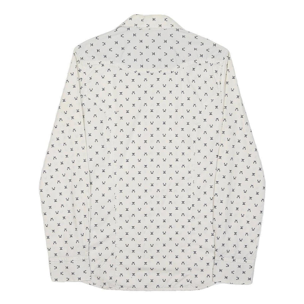 LEVI'S Womens White & Black Printed Cotton Blend Shirt M Long Sleeve Button