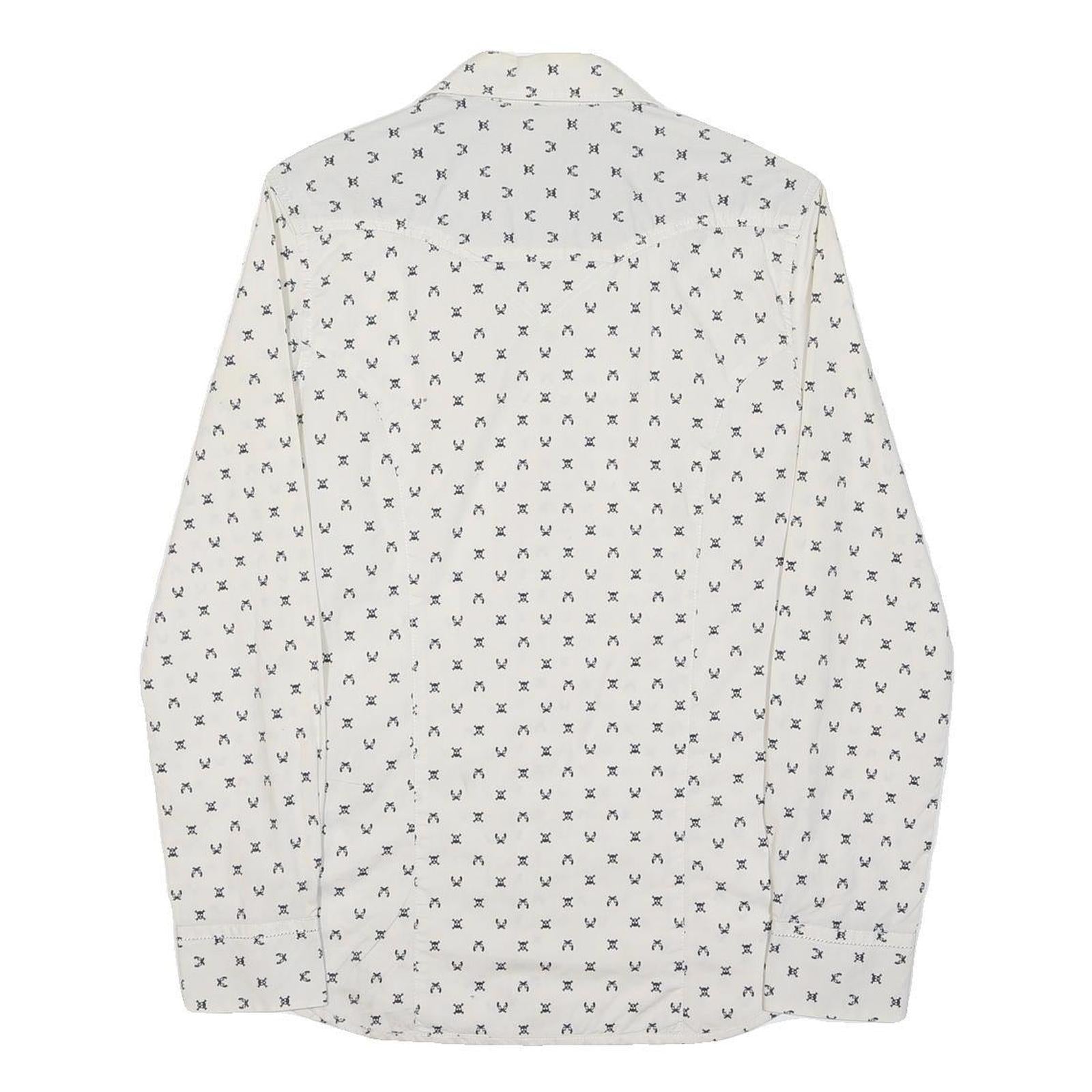 LEVI'S Womens White & Black Printed Cotton Blend Shirt M Long Sleeve Button