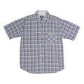 DICKIES Mens Blue & Brown Check Shirt M Cotton Short Sleeve Casual Classic