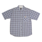 DICKIES Mens Blue & Brown Check Shirt M Cotton Short Sleeve Casual Classic