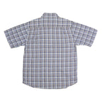 DICKIES Mens Blue & Brown Check Shirt M Cotton Short Sleeve Casual Classic