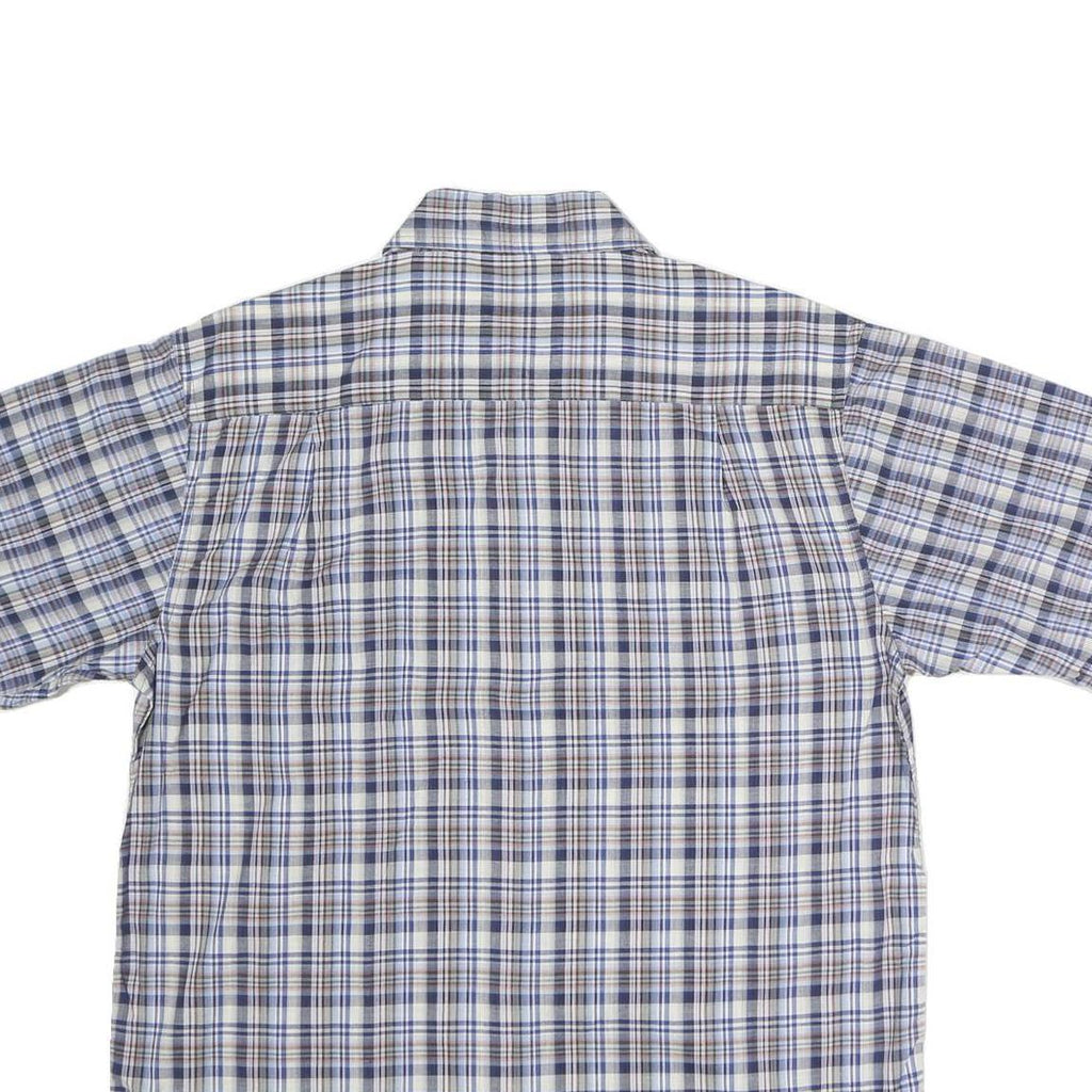 DICKIES Mens Blue & Brown Check Shirt M Cotton Short Sleeve Casual Classic