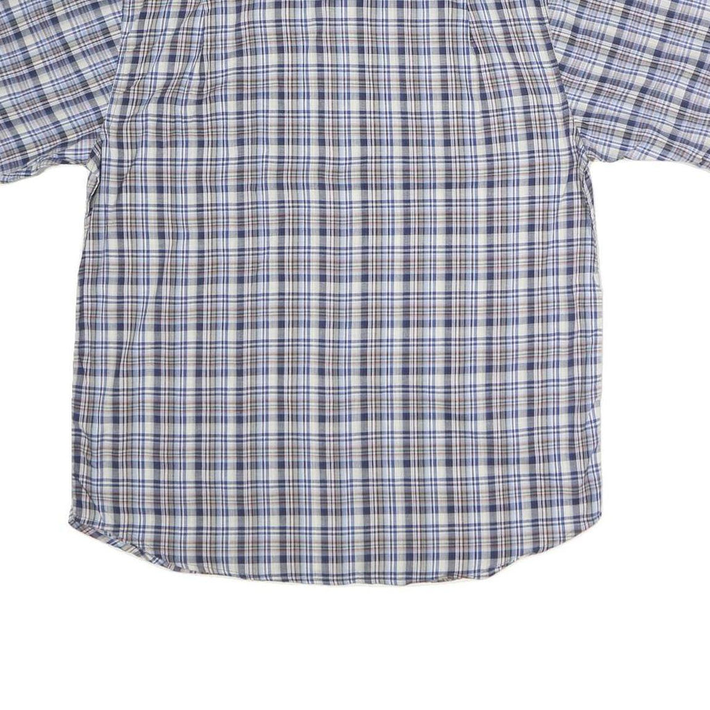 DICKIES Mens Blue & Brown Check Shirt M Cotton Short Sleeve Casual Classic