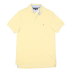 TOMMY HILFIGER Mens Yellow Polo Shirt S Short Sleeve Cotton Blend Classic Fit