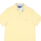 TOMMY HILFIGER Mens Yellow Polo Shirt S Short Sleeve Cotton Blend Classic Fit