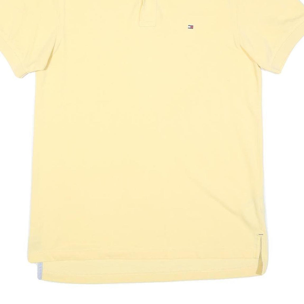 TOMMY HILFIGER Mens Yellow Polo Shirt S Short Sleeve Cotton Blend Classic Fit