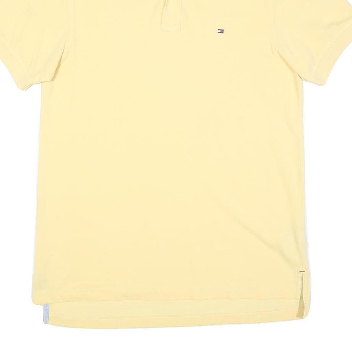 TOMMY HILFIGER Mens Yellow Polo Shirt S Short Sleeve Cotton Blend Classic Fit