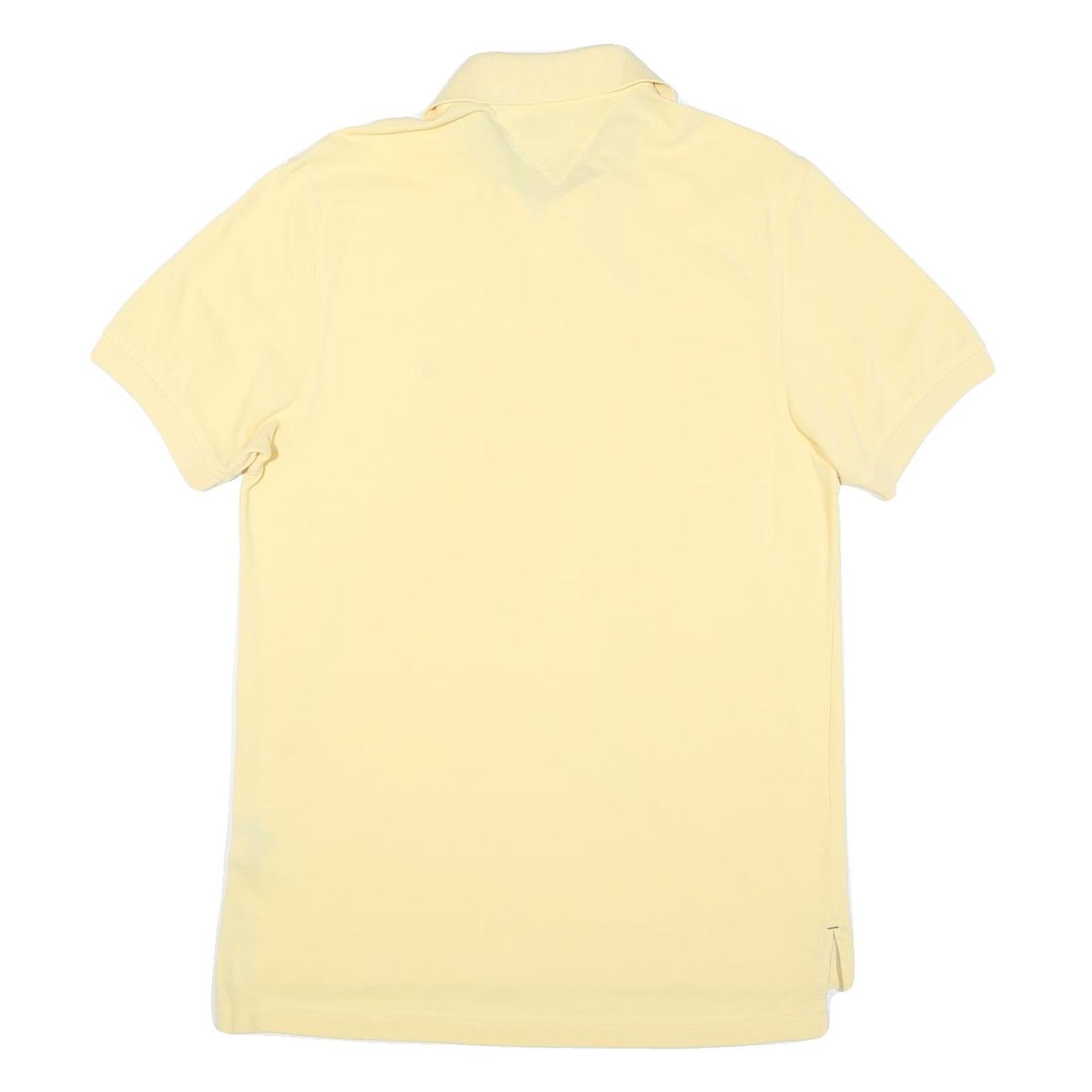 TOMMY HILFIGER Mens Yellow Polo Shirt S Short Sleeve Cotton Blend Classic Fit