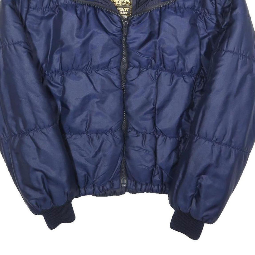 ALASKA Womens Blue Bomber Jacket S Polyester Blend Plain Zip Closure