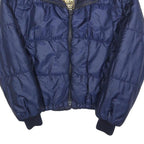 ALASKA Womens Blue Bomber Jacket S Polyester Blend Plain Zip Closure