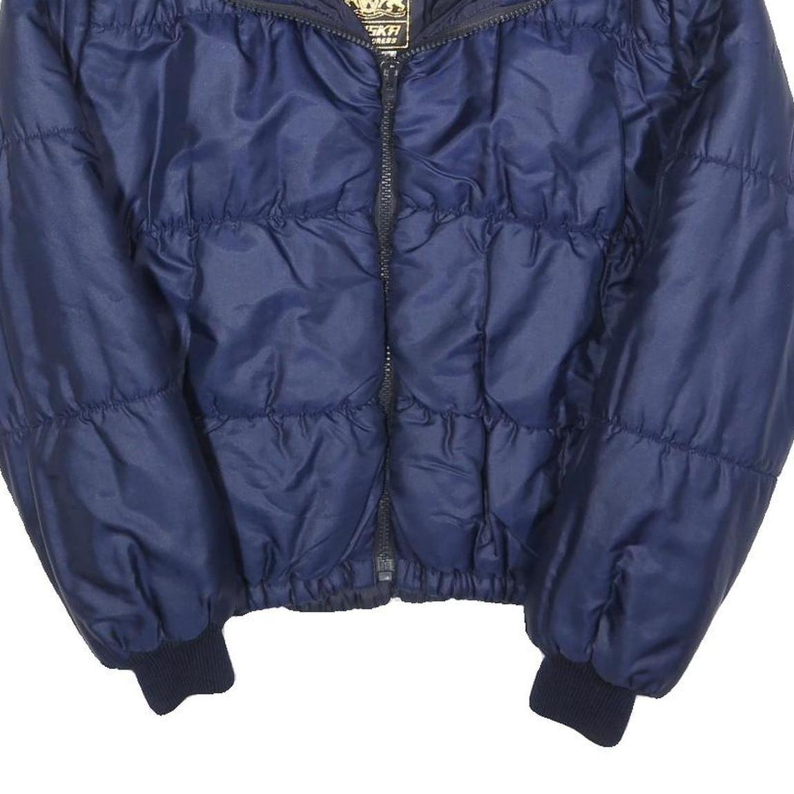ALASKA Womens Blue Bomber Jacket S Polyester Blend Plain Zip Closure
