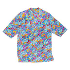Womens Printed Blouse Blue V-Neck Long Sleeve Floral L