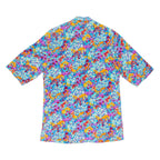 Womens Printed Blouse Blue V-Neck Long Sleeve Floral L