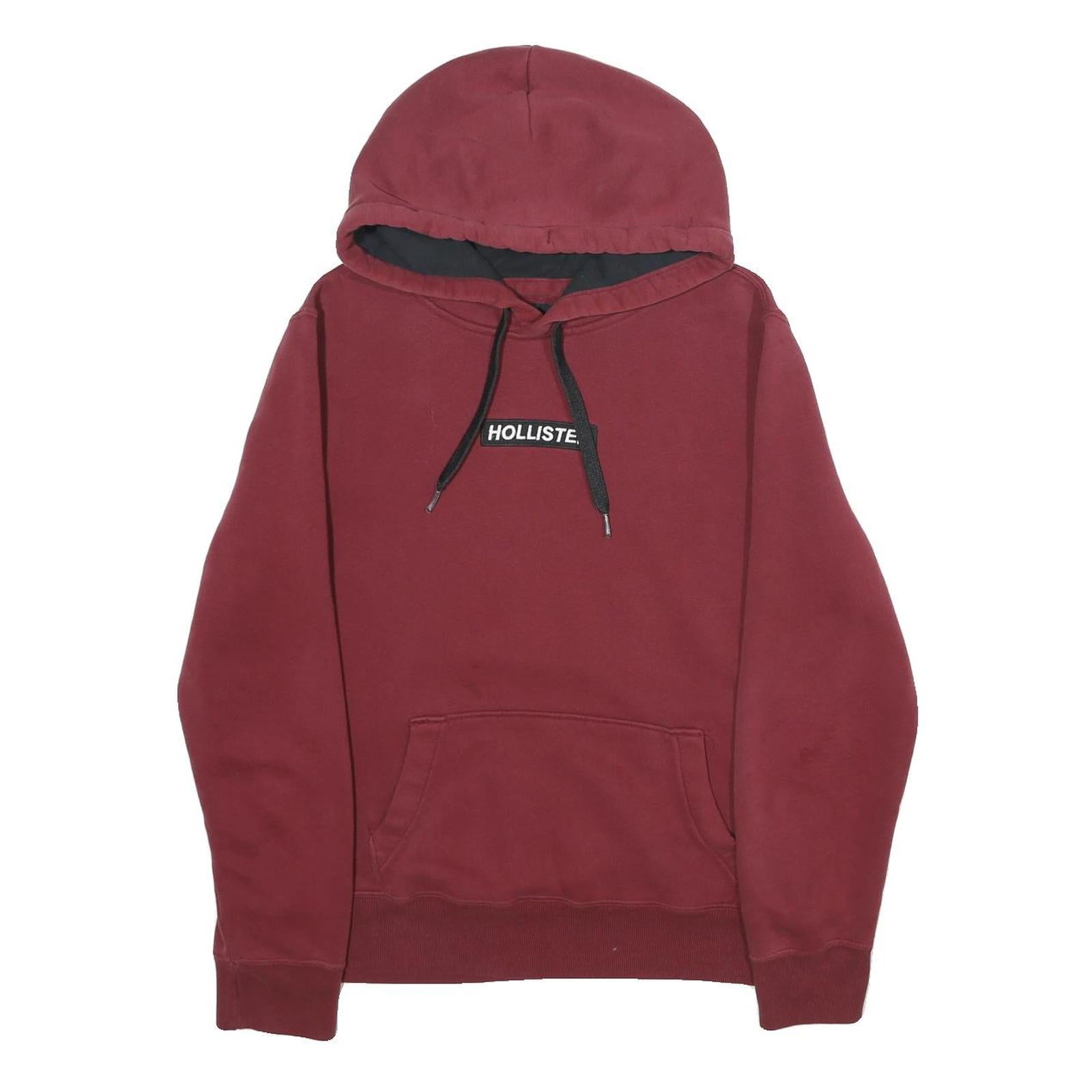 HOLLISTER Mens Maroon Hoodie S Cotton Blend Pullover Hooded Sweatshirt