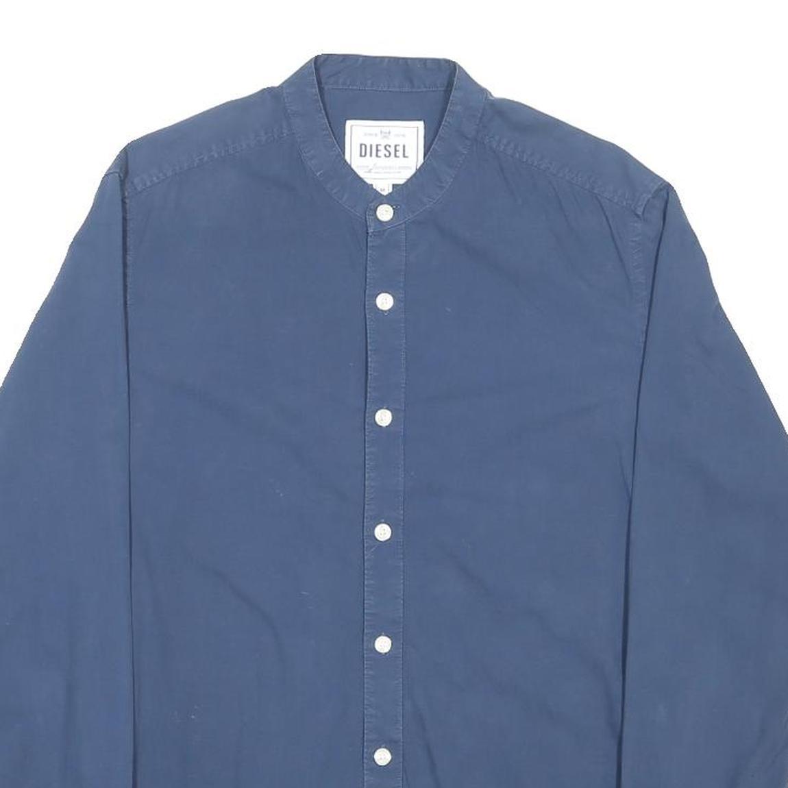 DIESEL Mens Blue Cotton Shirt M Button-Down Collar Long Sleeve Casual