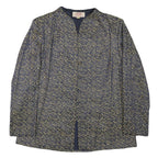 TANG KAI Womens Blue & Beige Button Jacket M Polyester Blend Patterned Elegant