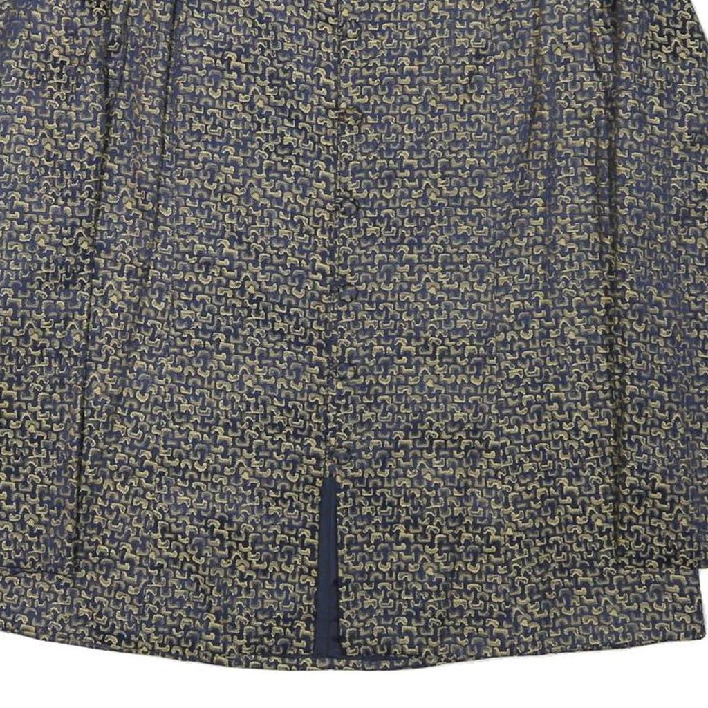 TANG KAI Womens Blue & Beige Button Jacket M Polyester Blend Patterned Elegant
