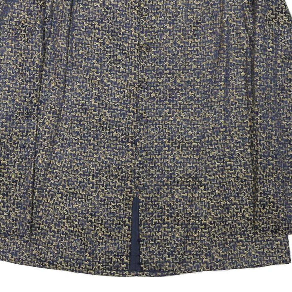 TANG KAI Womens Blue & Beige Button Jacket M Polyester Blend Patterned Elegant