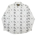 AVIREX Mens White & Black Patterned Cotton Shirt L Printed Logo Design