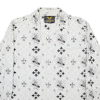 AVIREX Mens White & Black Patterned Cotton Shirt L Printed Logo Design