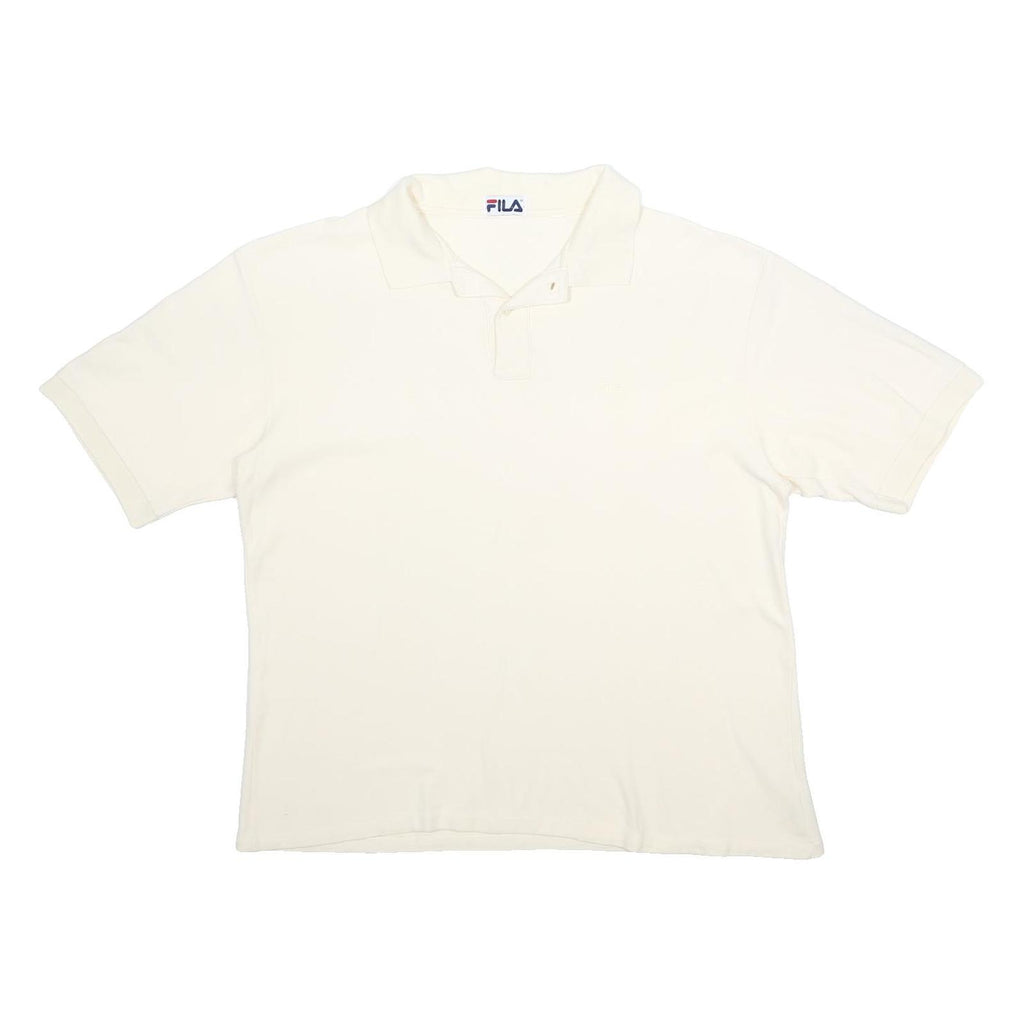 FILA Mens Cream Polo Shirt XL Cotton Short Sleeve Plain Basic Classic