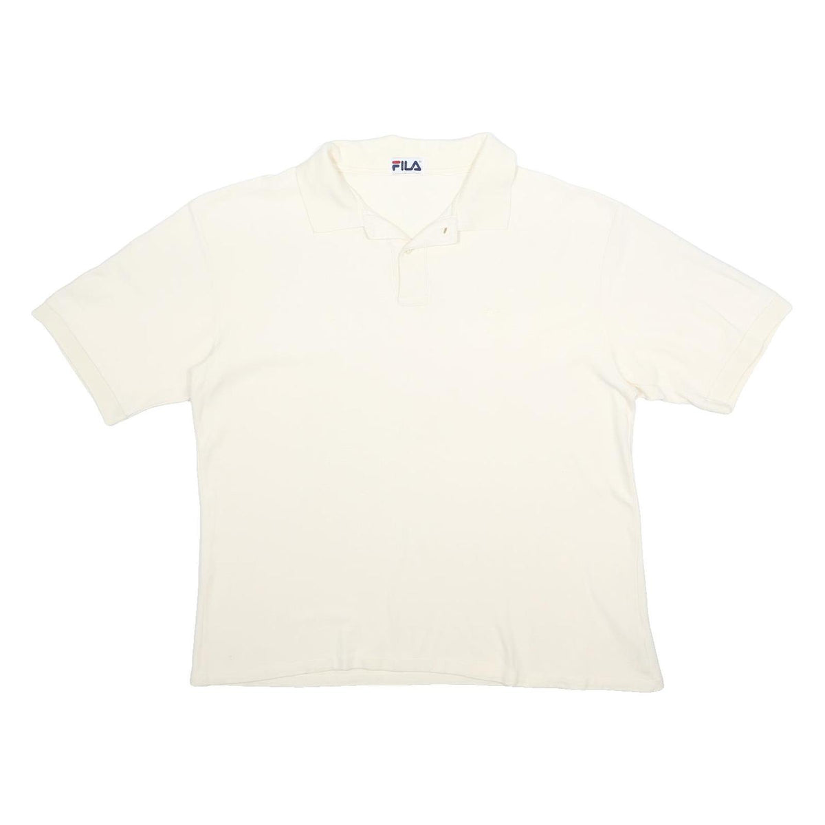 FILA Mens Cream Polo Shirt XL Cotton Short Sleeve Plain Basic Classic