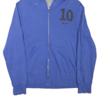 NIKE Mens Blue Zip Up Hoodie M 10 Printed Logo Drawstring Hood Casual Wear