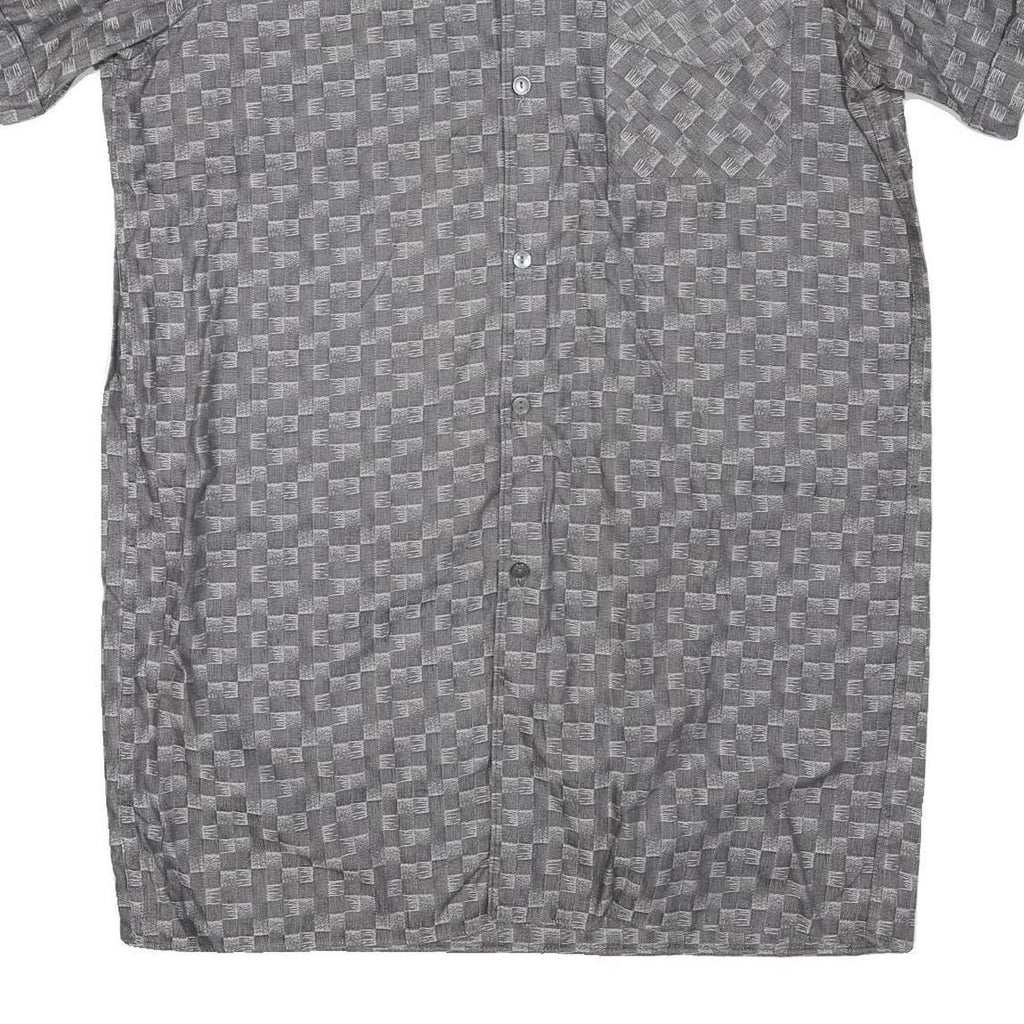 ACKERMANN Mens Grey Pattern Cotton Blend Shirt L Casual Summer Stylish