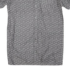 ACKERMANN Mens Grey Pattern Cotton Blend Shirt L Casual Summer Stylish
