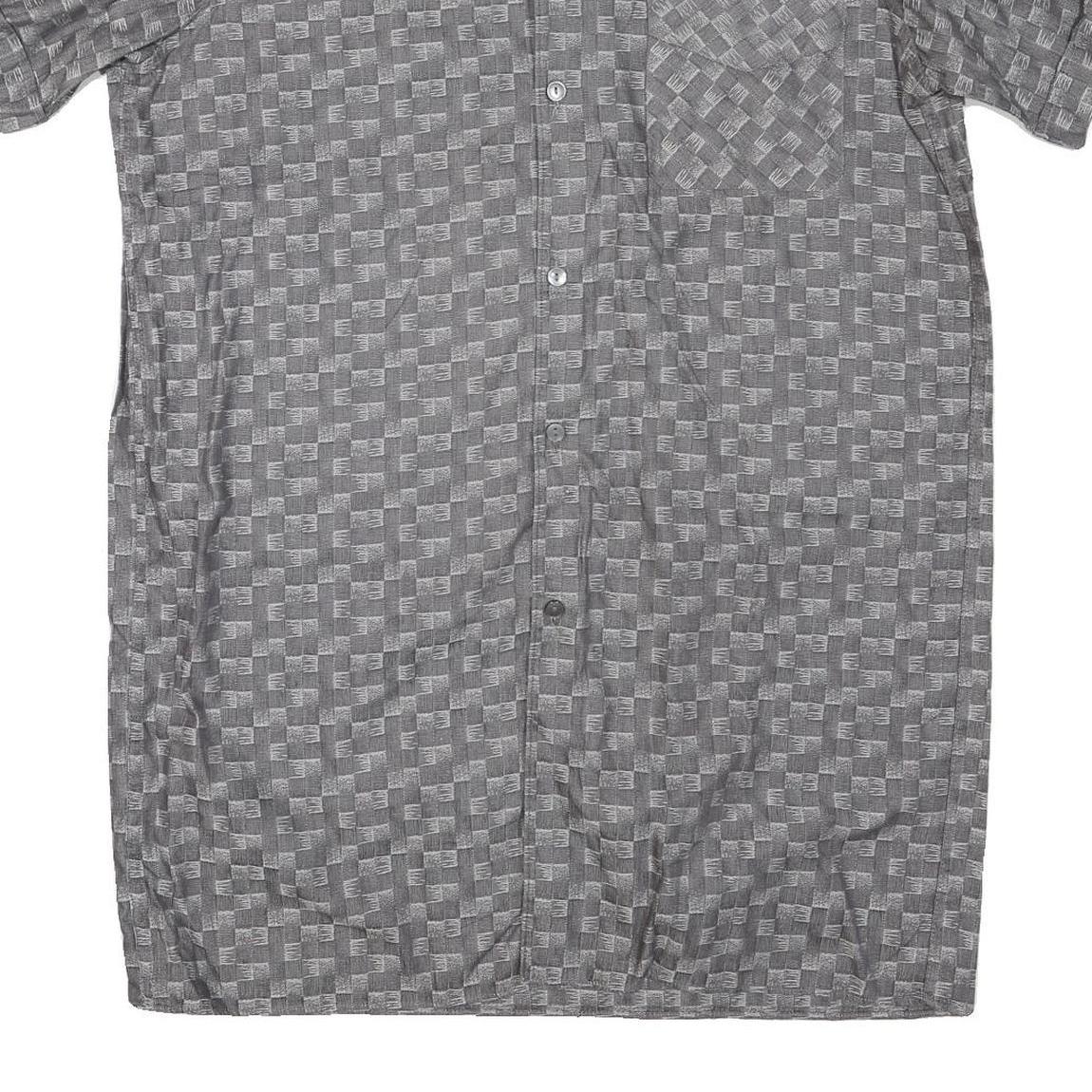 ACKERMANN Mens Grey Pattern Cotton Blend Shirt L Casual Summer Stylish