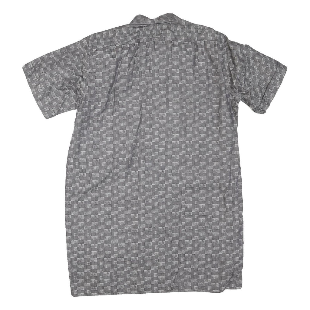 ACKERMANN Mens Grey Pattern Cotton Blend Shirt L Casual Summer Stylish