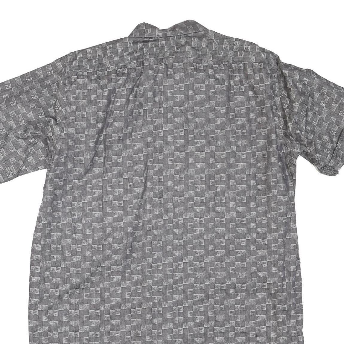 ACKERMANN Mens Grey Pattern Cotton Blend Shirt L Casual Summer Stylish