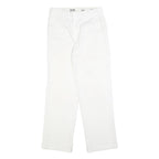 DICKIES Mens White Regular Fit Straight Leg Trousers W28 L29 Cotton Blend Zip