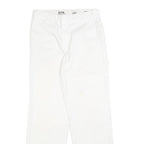 DICKIES Mens White Regular Fit Straight Leg Trousers W28 L29 Cotton Blend Zip