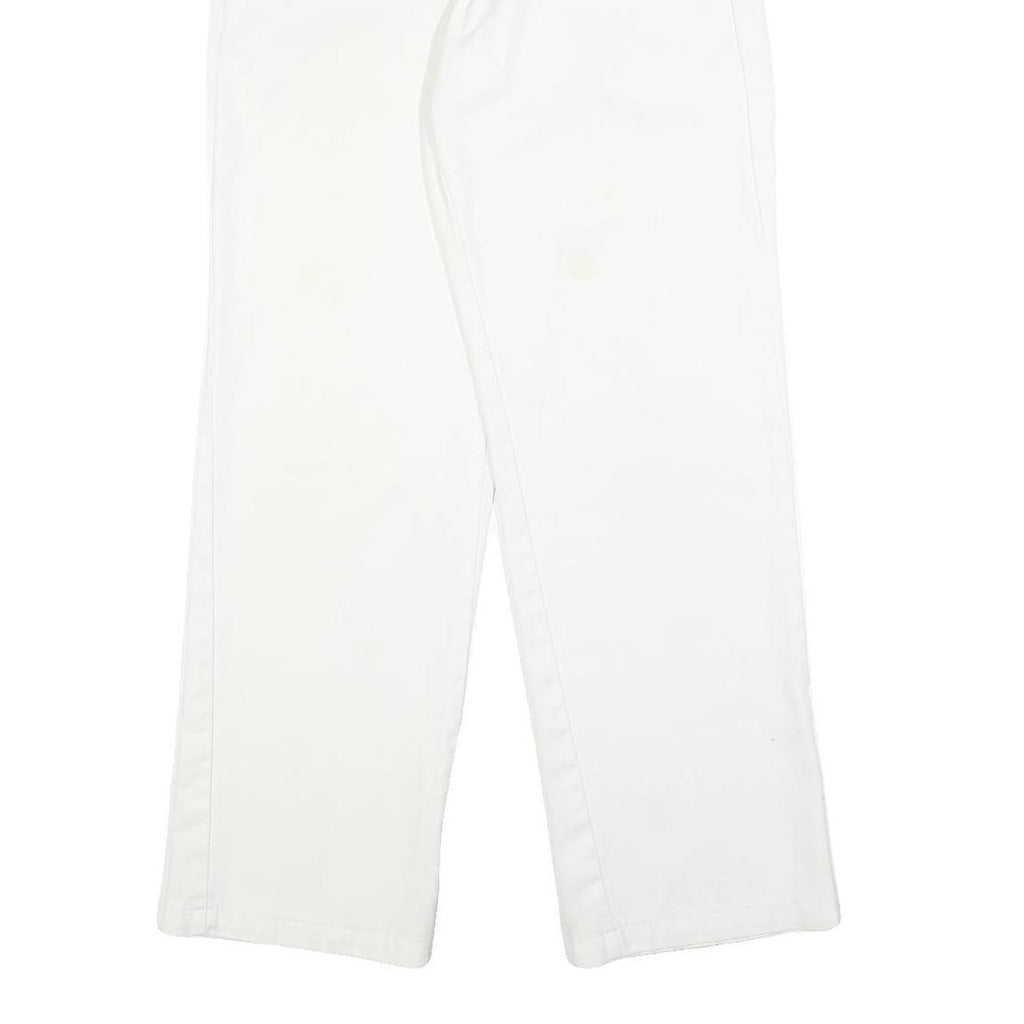 DICKIES Mens White Regular Fit Straight Leg Trousers W28 L29 Cotton Blend Zip