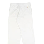 DICKIES Mens White Regular Fit Straight Leg Trousers W28 L29 Cotton Blend Zip
