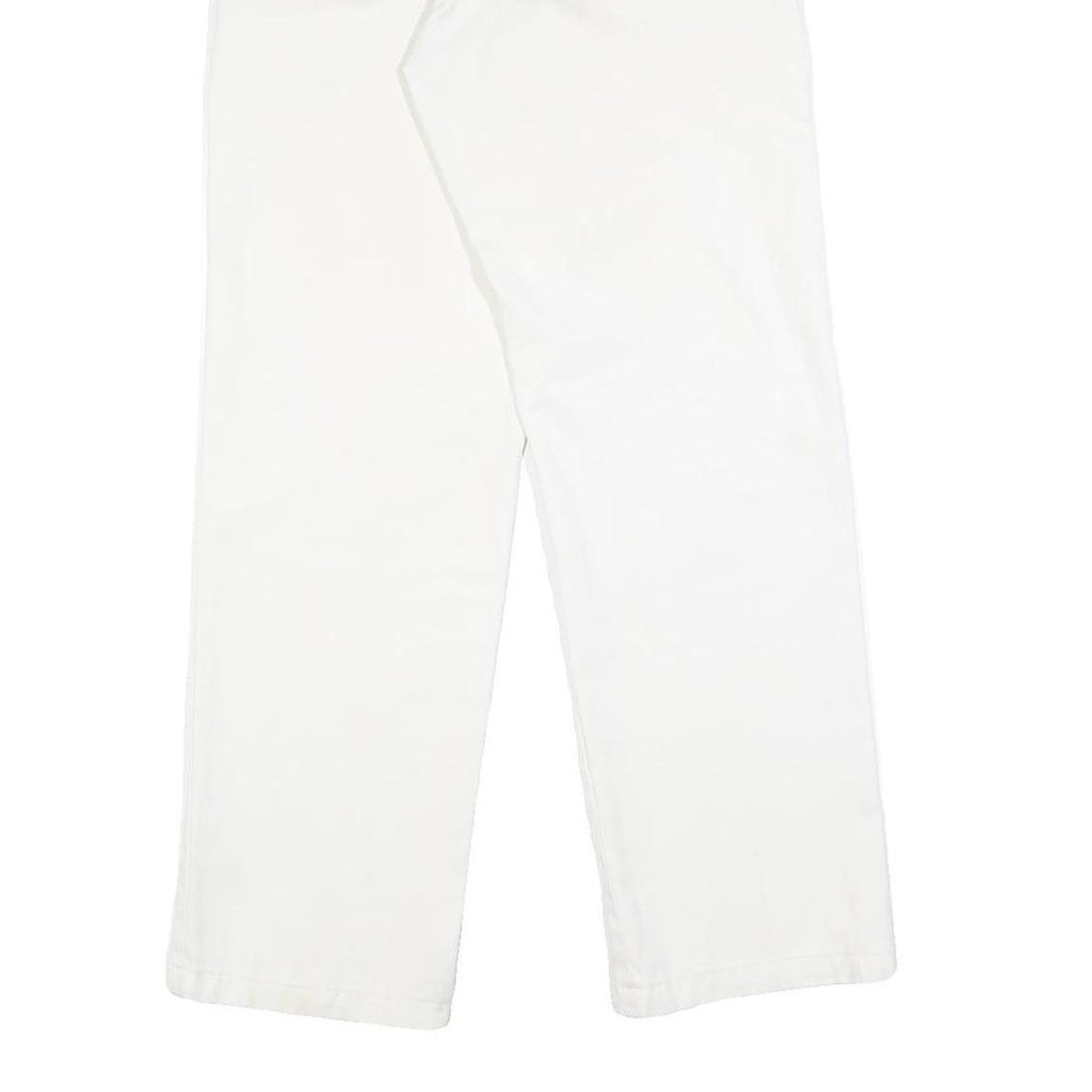 DICKIES Mens White Regular Fit Straight Leg Trousers W28 L29 Cotton Blend Zip