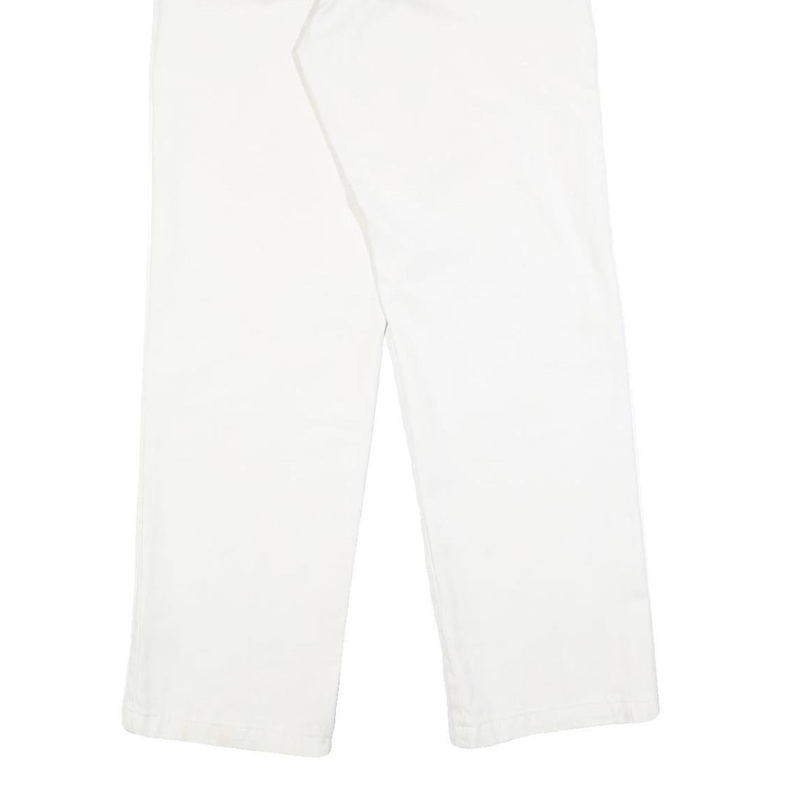DICKIES Mens White Regular Fit Straight Leg Trousers W28 L29 Cotton Blend Zip