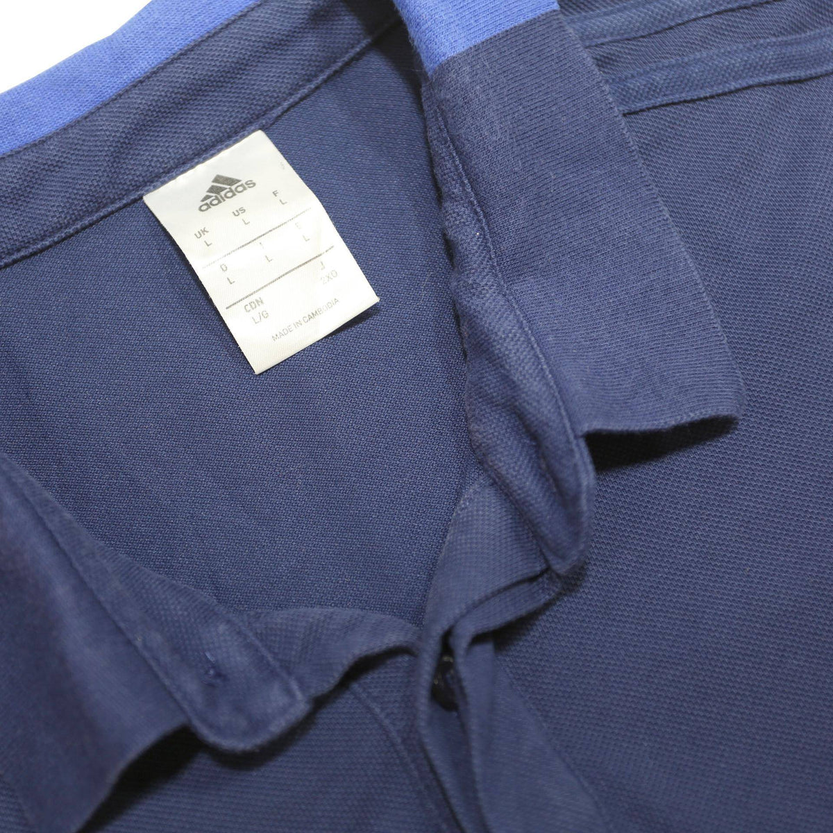 ADIDAS Mens Blue Polo Shirt L Cotton Blend Short Sleeve Sports Casual