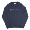CHAMPION Mens Navy Blue Cotton Blend Sweatshirt S Crew Neck Pullover Casual
